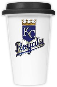 MLB Royals 12oz Double Wall Ceramic Cup Black Lid