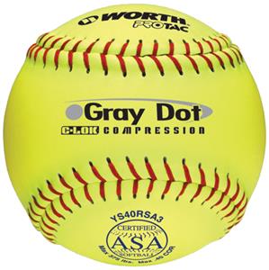 Worth 12" ASA Gray Dot ProTac Slowpitch Softballs