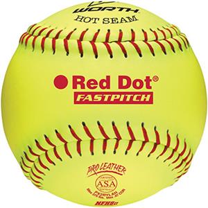 Worth 12" ASA Red Dot Leather Fastpitch Softballs