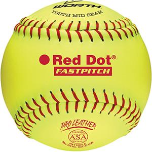 Worth 11" ASA Red Dot Leather Fastpitch Softballs