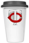 MLB Twins 12oz Double Wall Ceramic Cup Black Lid