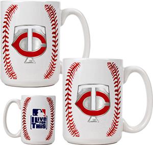 MLB Twins 15oz. Ceramic Gameball Mug Set of 2