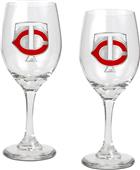 MLB Minnesota Twins 2 Piece Wine Glass Set
