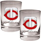 MLB Twins 2 piece 14oz Rocks Glass Set