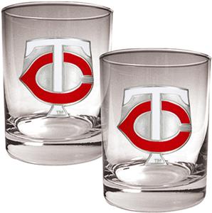 MLB Twins 2 piece 14oz Rocks Glass Set