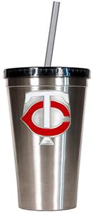 MLB Twins 16oz Stainless Steel Tumbler w/Straw