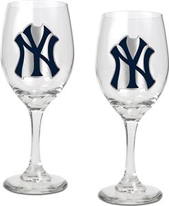 MLB New York Yankees 2 Piece Wine Glass Set