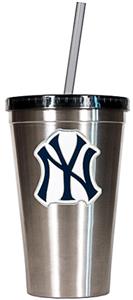 MLB Yankees 16oz Stainless Steel Tumbler w/Straw