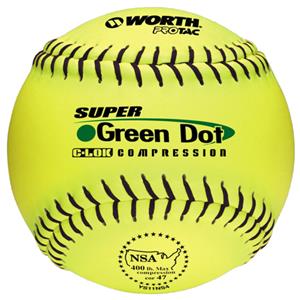 Worth 11" NSA Green Dot ProTac Slowpitch Softballs