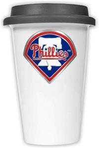 MLB Phillies 12oz Dbl Wall Ceramic Cup w/Black Lid