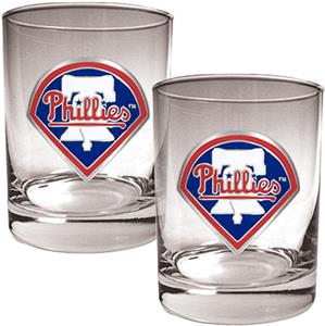 MLB Phillies 2 piece 14oz Rocks Glass Set