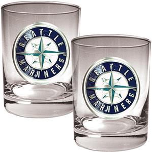 MLB Seattle Mariners 2 piece 14oz Rocks Glass Set