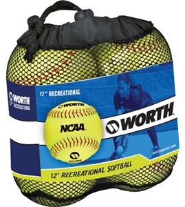 Worth 12" NCAA Outdoor Training Softballs 4 Pack