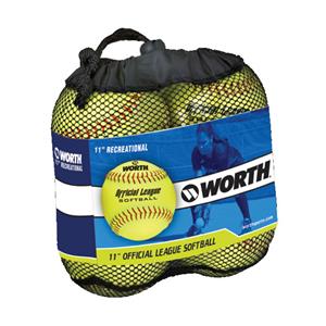 Worth 11" Official League Dura-Hyde Softballs 4 Pk