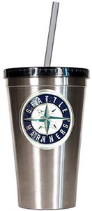 MLB Mariners 16oz Stainless Steel Tumbler w/Straw