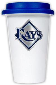 MLB Devil Rays 12oz Dbl Wall Ceramic Cup Blue Lid