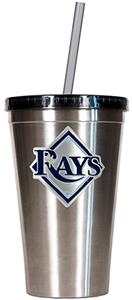 MLB Devil Rays 16oz Stainless Tumbler w/Straw