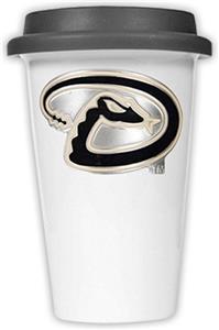 MLB Diamondbacks Dbl Wall Ceramic Cup Black Lid