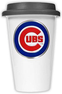 MLB Chicago Cubs Dbl Wall Ceramic Cup Black Lid