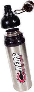 MLB Reds Stainless Water Bottle Black Top