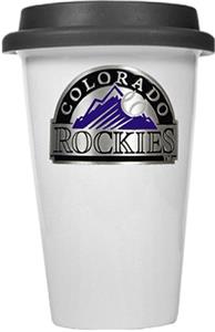 MLB Rockies Dbl Wall Ceramic Cup Black Lid