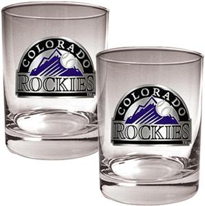 MLB Colorado Rockies 2 piece 14oz Rocks Glass Set