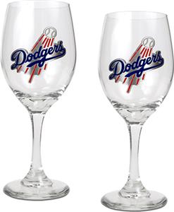 MLB Los Angeles Dodgers 2 Piece Wine Glass Set