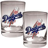 MLB Dodgers 2 piece 14oz Rocks Glass Set