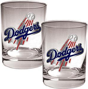 MLB Dodgers 2 piece 14oz Rocks Glass Set