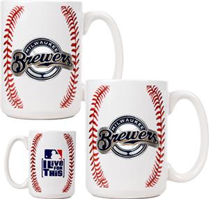 MLB Brewers Ceramic Gameball Mug Set of 2