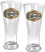 MLB Milwaukee Brewers 2 Piece Pilsner Glass Set