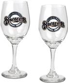 MLB Milwaukee Brewers 2 Piece Wine Glass Set