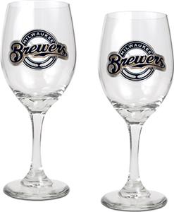 MLB Milwaukee Brewers 2 Piece Wine Glass Set