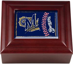 MLB Milwaukee Brewers Mahogany Keepsake Box