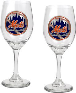 MLB New York Mets 2 Piece Wine Glass Set