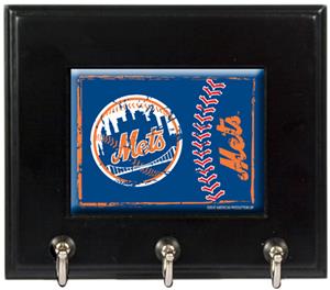 MLB New York Mets Wood Keyhook Rack