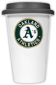 MLB Athletics Double Wall Ceramic Cup w/Black Lid