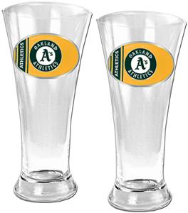 MLB Oakland Athletics 2 Piece Pilsner Glass Set