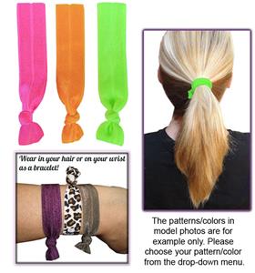Fluorescent No-Tug Elastic Hair Ties/Bracelets