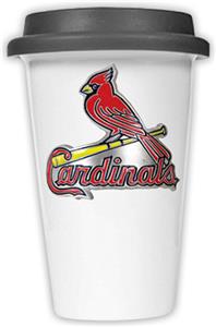MLB Cardinals Double Wall Ceramic Cup w/Black Lid