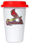 MLB Cardinals Double Wall Ceramic Cup w/Red Lid