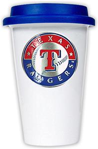 MLB Rangers Double Wall Ceramic Cup w/Blue Lid