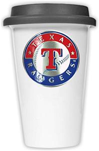 MLB Rangers Double Wall Ceramic Cup w/Black Lid