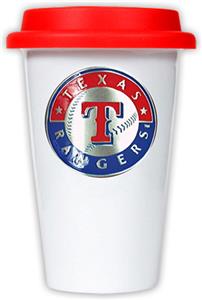 MLB Rangers Double Wall Ceramic Cup w/Red Lid