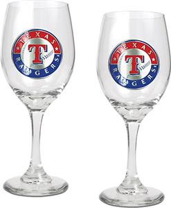 MLB Texas Rangers 2 Piece Wine Glass Set
