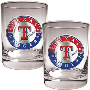 MLB Texas Rangers 2 piece 14oz Rocks Glass Set