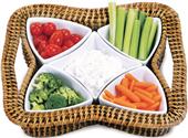 Picnic Plus Isis Divided Rattan Tray with 5 Dishes