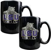 NCAA LSU Tigers Black Ceramic Mug (Set of 2)