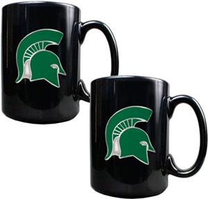 NCAA Michigan State Black Ceramic Mug (Set of 2)