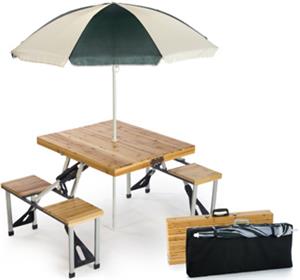 Picnic Plus Portable Wood Folding Picnic Table